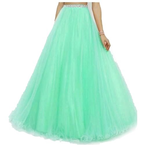 TILISM Women's Soft Net Material Green Long Skirt with Cane Inside - Image 4