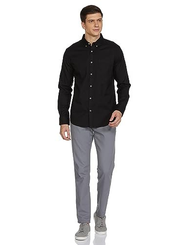 Symbol Premium Men’s Stylish Solid All Day Fresh Buttondown Casual Shirt – Regular Fit|Plain|Full Sleeve|Cotton Semi Formal Wear (Available in Plus Size & Combo Pack, Black_L)