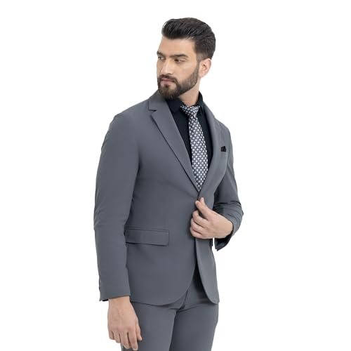 Harfun Dark Grey 2035 WorkBlazer (in, Numeric, 44, Regular) dress material - Shoppermaart