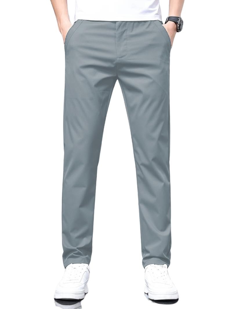 TOPLOT Men's Stylish Slim-Fit Casual Trousers (Casual-Trouser-5226-Silver-38) dress material - Shoppermaart