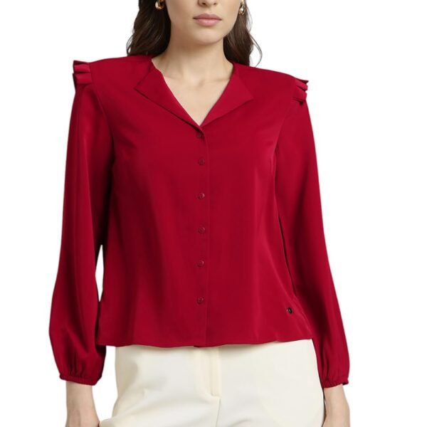Van Heusen Women's Regular Fit Shirt (VWSFFRGFI10149_Red dress material - Shoppermaart