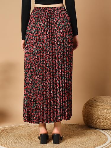 KZULLY Polyester Women's Crepe Western Maxi Skirt Red, Medium - Image 5