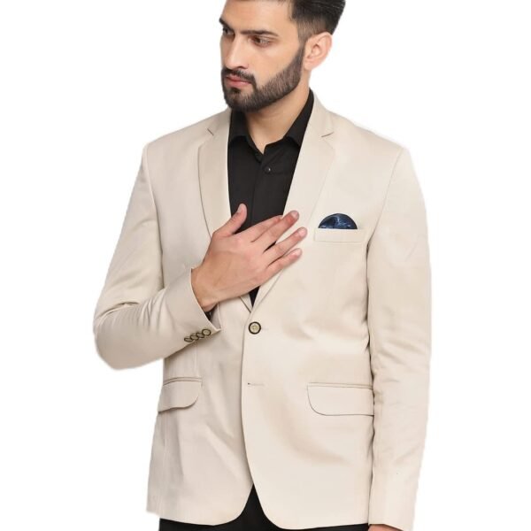 TAHVO Men's Single Breasted Regular Fit Blazer for Occasion, Weddings, Party (Beige, 44) dress material - Shoppermaart