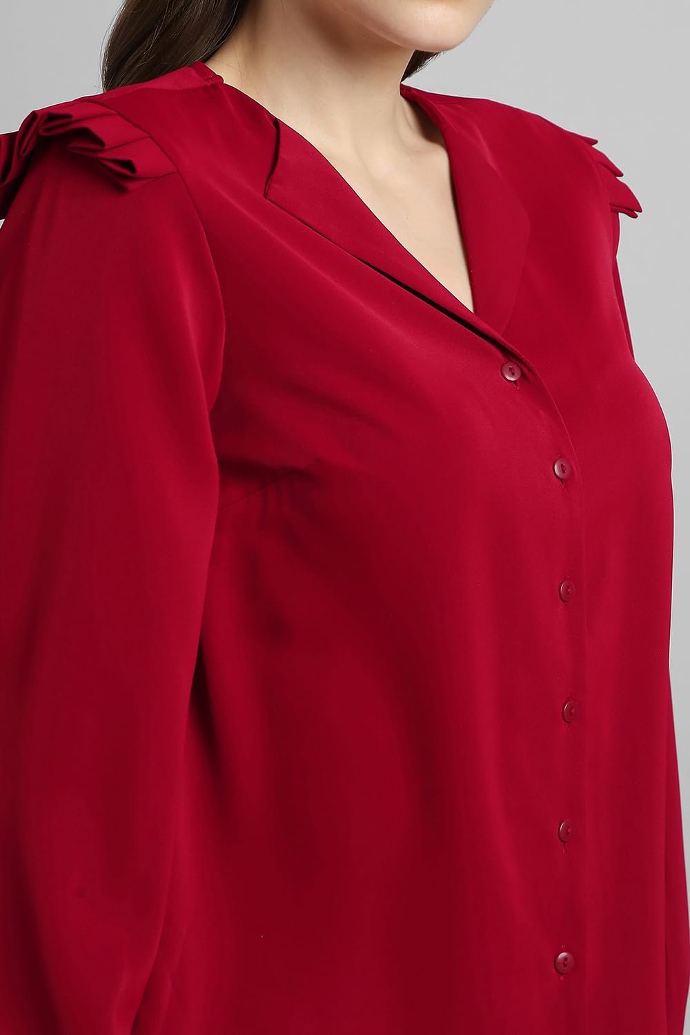 Van Heusen Women's Regular Fit Shirt (VWSFFRGFI10149_Red - Image 3