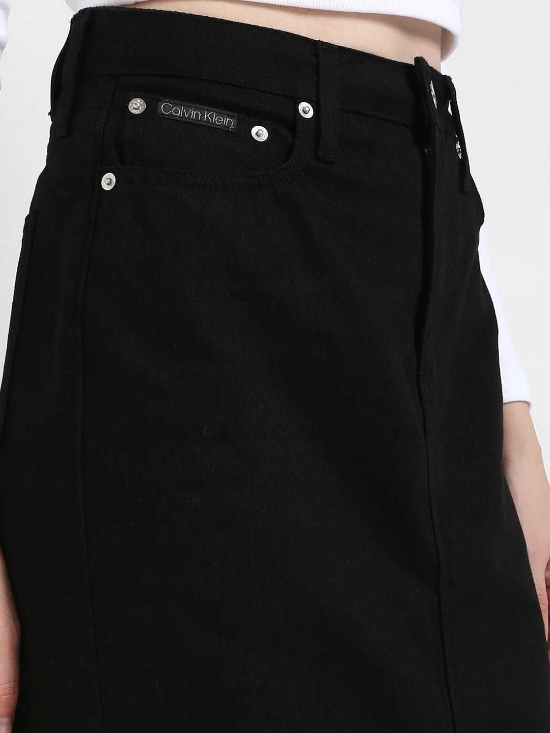 Slim Fit Solid Mid Rise Skirt