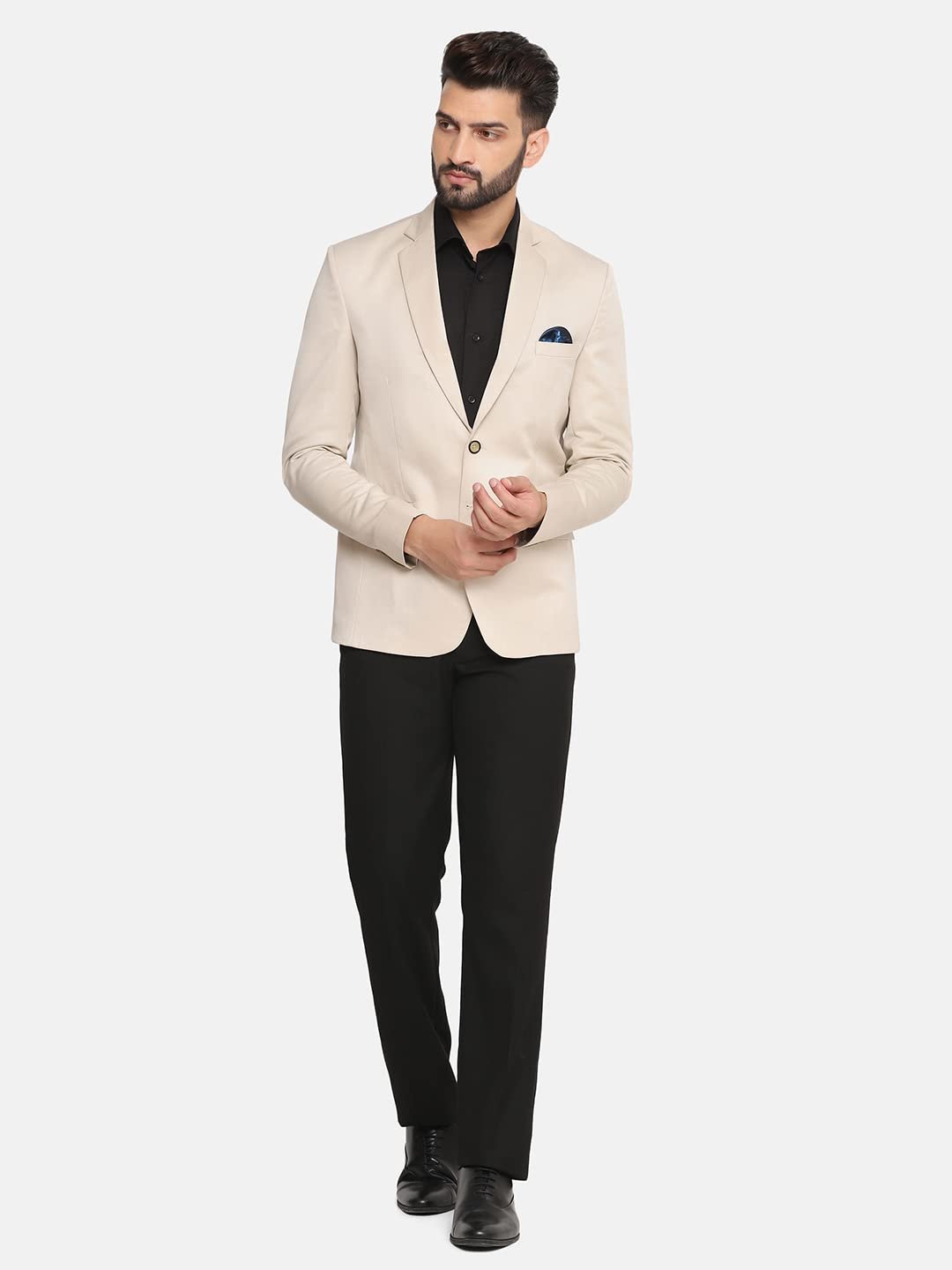 TAHVO Men’s Single Breasted Regular Fit Blazer for Occasion, Weddings, Party (Beige, 44)