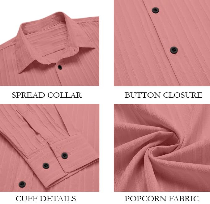 FINIVO FASHION Textured Shirts for Men || Casual Shirt || Stylish Shirts for Men|| Fancy Shirt || Full Sleeves Peach