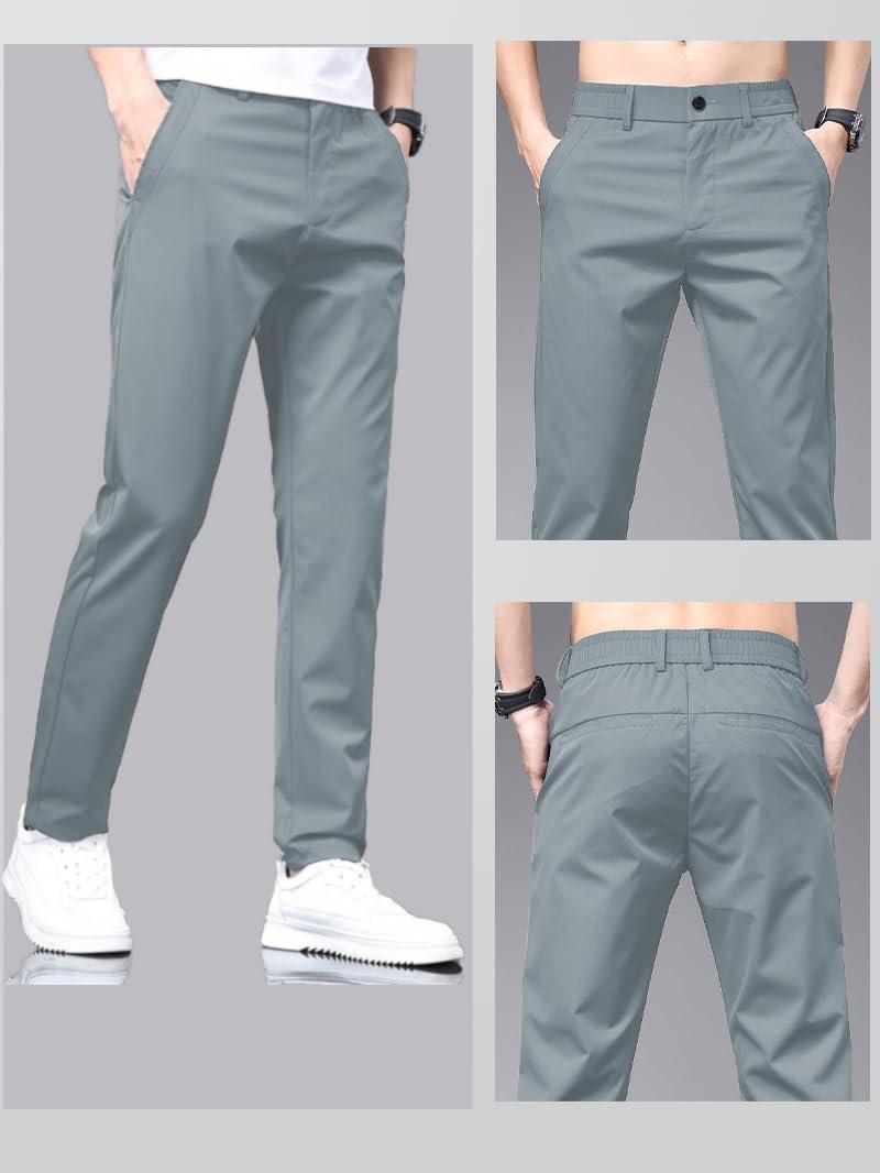 TOPLOT Men's Stylish Slim-Fit Casual Trousers (Casual-Trouser-5226-Silver-38) - Image 3