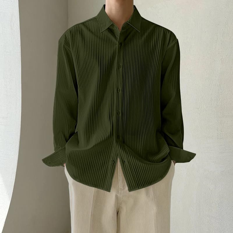 GRECIILOOKS Men’s Regular Fit Casual Shirt (GL-MS-6155_Green