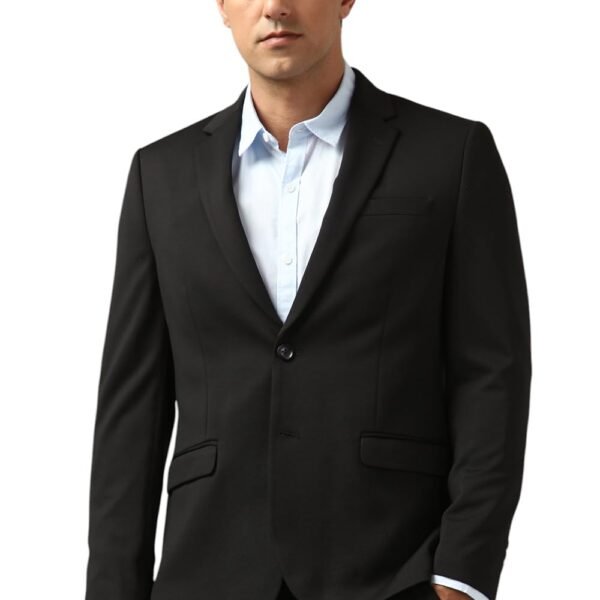 Peter England Men Classic Single Breasted Blazer (PIBZWNSPU72108_Black dress material - Shoppermaart