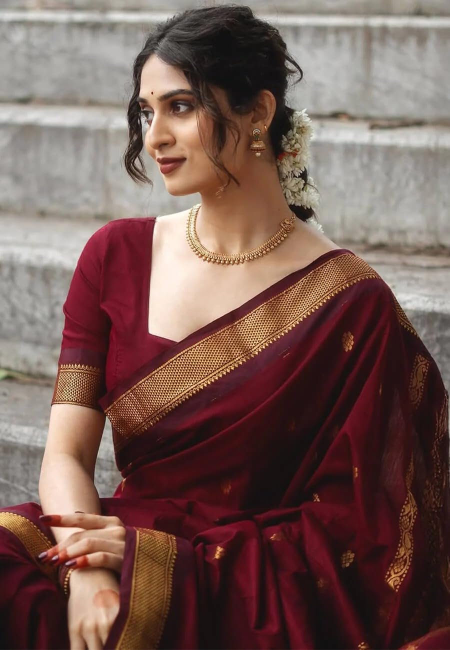 Yashika Women’s Pure Kanjivaram Silk Saree Soft Banarasi Style Wedding With Blouse Piece | Saree For Women | New Sari_AZ-YS-OG3-SHAKSHI MAROON