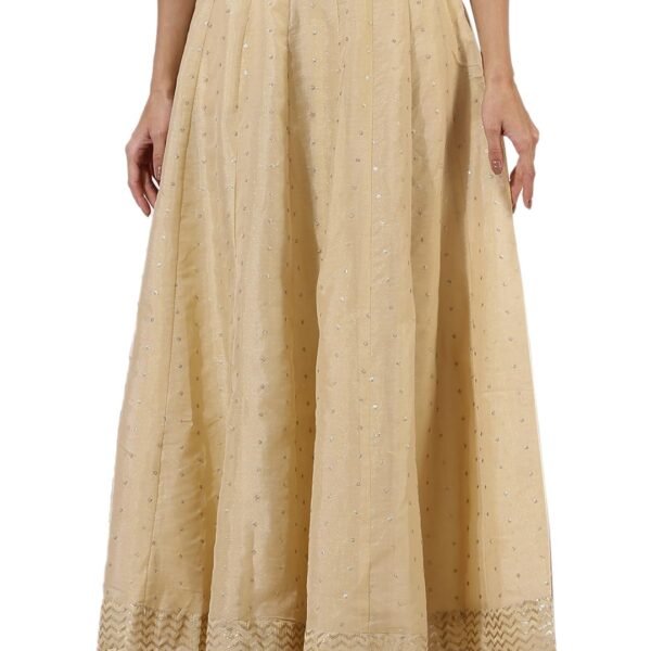 W for Woman Gold Solid Sequins Flarred Skirts (Size: S)-24AUW50501-400770 dress material - Shoppermaart