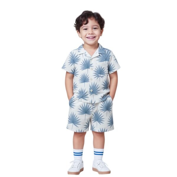 Kidbea® Boys Cotton Co-Ord Set | Stylish Shirt and Shorts for Summer | Trendy & Comfortable Kids Outfit (Grey, 6-7 Years) dress material - Shoppermaart