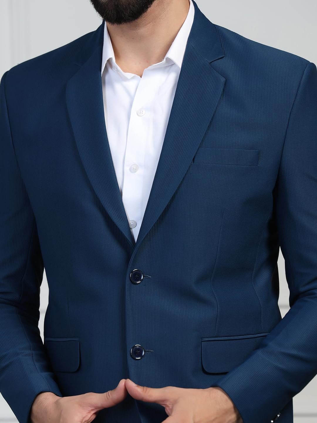 TAHVO Men Linen Blazer Color Blue Size 38 - Image 3