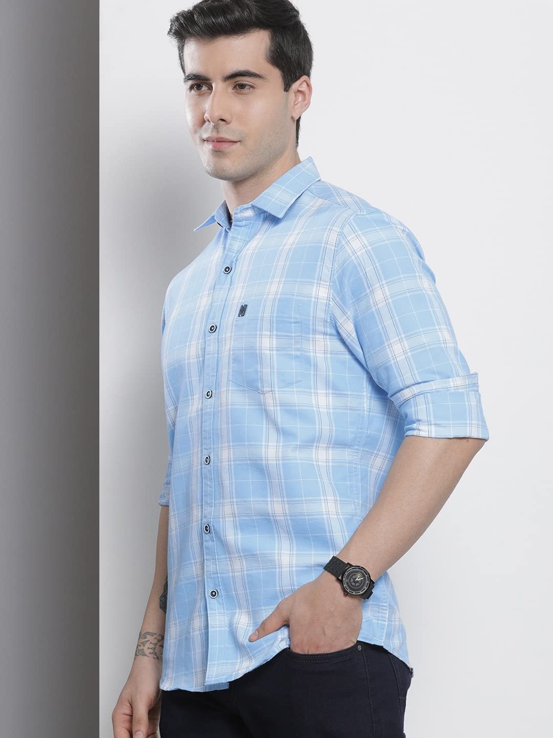 The Indian Garage Co Men White Checkered Slim Fit Casual Shirt - Image 3