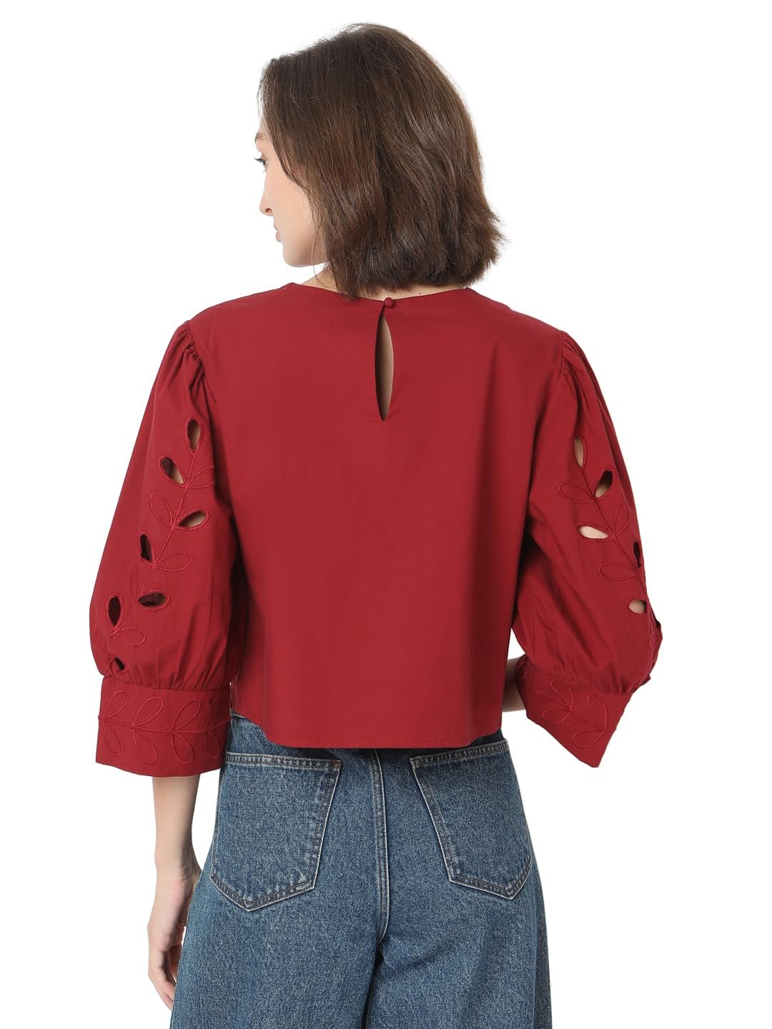 VERO MODA Women's Regular Fit Maroon Top - Image 5