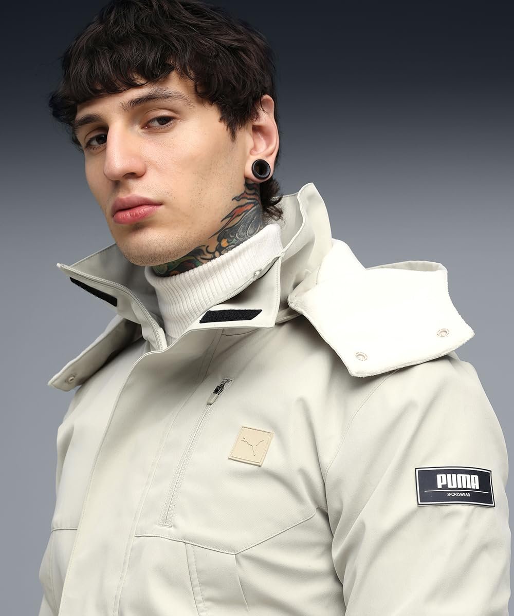 Puma |Wardrobe Essentials Men's Insulated Hooded Jacket | Desert Dust | S - Image 6
