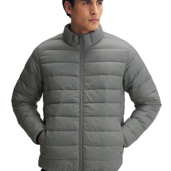 XYXX Ultra-Light Puffer Jacket For Men| Light Winter Jacket With Long sleeves | Solid Hooded Neck - Regular Fit | Ash Grey dress material - Shoppermaart