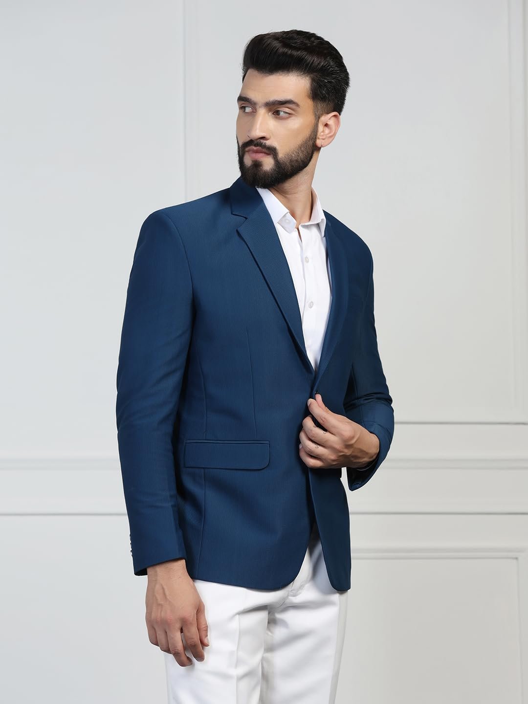 TAHVO Men Linen Blazer Color Blue Size 38 - Image 5