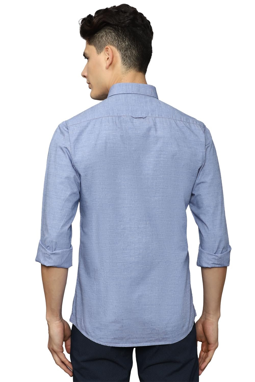 Louis Philippe Men's Cotton Slim Fit Shirt (LYSFCSLBV39256_Blue 40) - Image 4