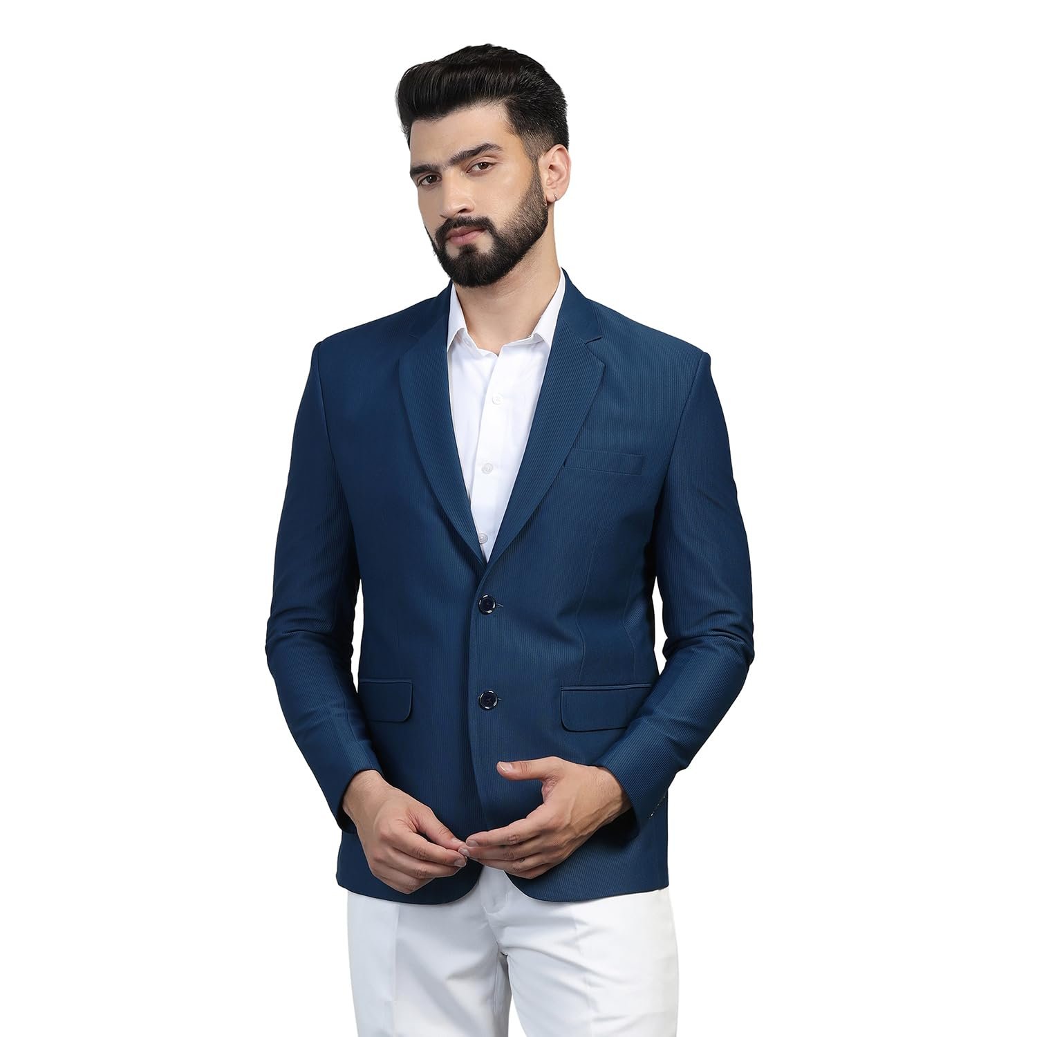 TAHVO Men Linen Blazer Color Blue Size 38 dress material - Shoppermaart