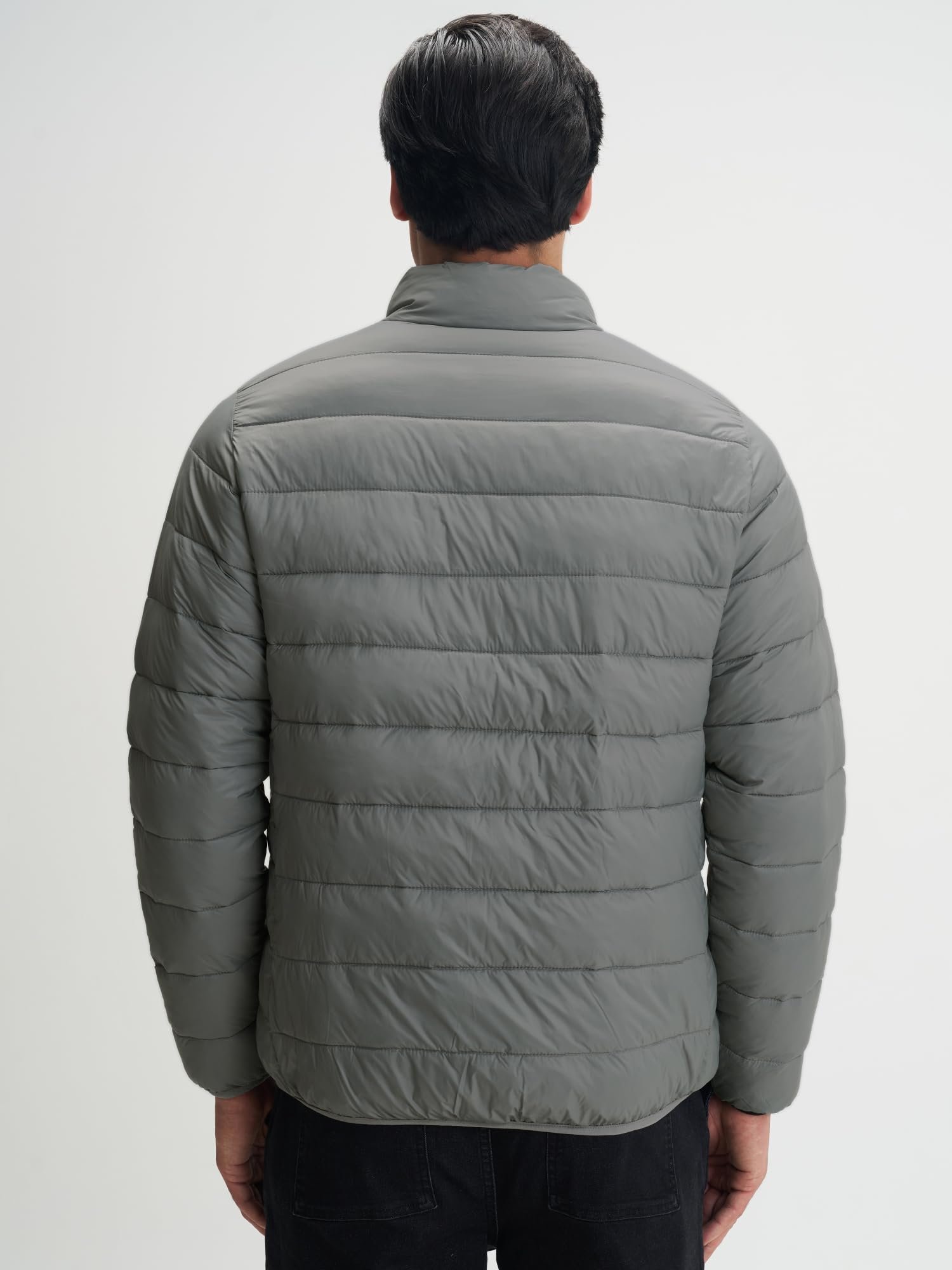 XYXX Ultra-Light Puffer Jacket For Men| Light Winter Jacket With Long sleeves | Solid Hooded Neck - Regular Fit | Ash Grey - Image 3