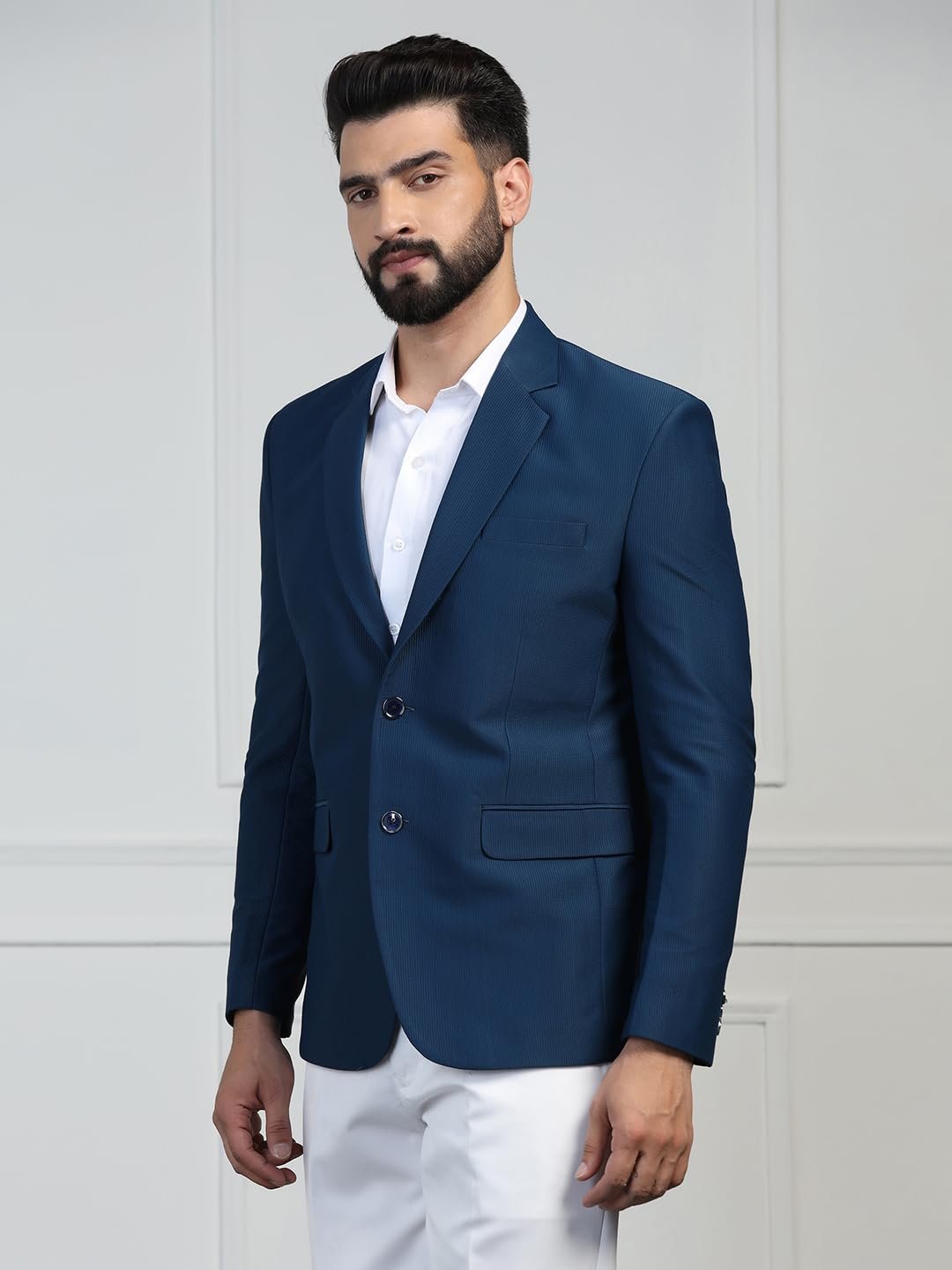 TAHVO Men Linen Blazer Color Blue Size 38 - Image 6