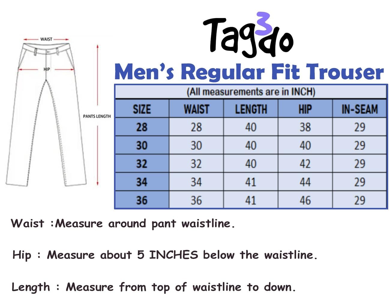 TAGDO® Mens Trendy Casual Pants||Formal Pants||Cotton Pant||Chino||Slim Fit for Men (Pant-2031-Dolphin-30)