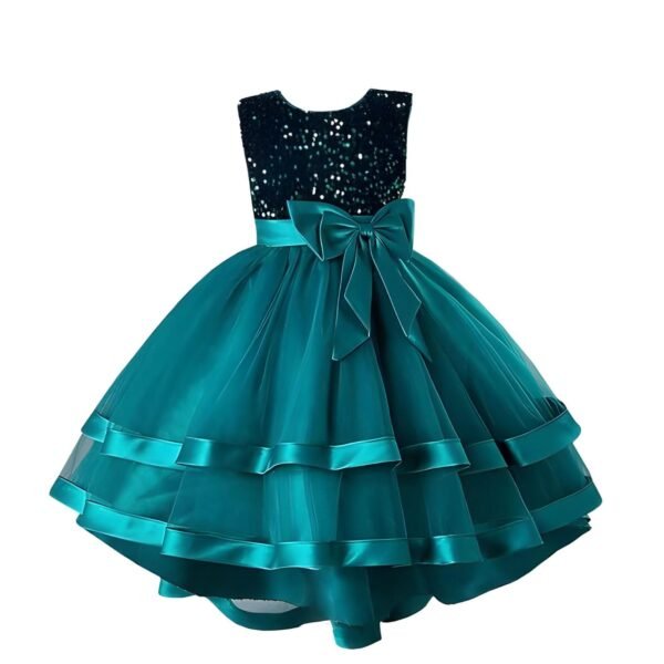 Niren Enterprise Embroidery Sequence Baby Frock for Kid Girls (Blue Kingfisher, 6-7 Years) dress material - Shoppermaart