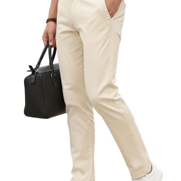 Urbano Fashion Men's Cream Cotton Light Weight Non-Stretch Slim Fit Casual Trousers (epnchino-18-cream-34) dress material - Shoppermaart