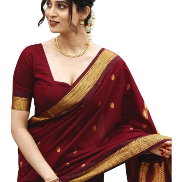 Yashika Women's Pure Kanjivaram Silk Saree Soft Banarasi Style Wedding With Blouse Piece | Saree For Women | New Sari_AZ-YS-OG3-SHAKSHI MAROON dress material - Shoppermaart