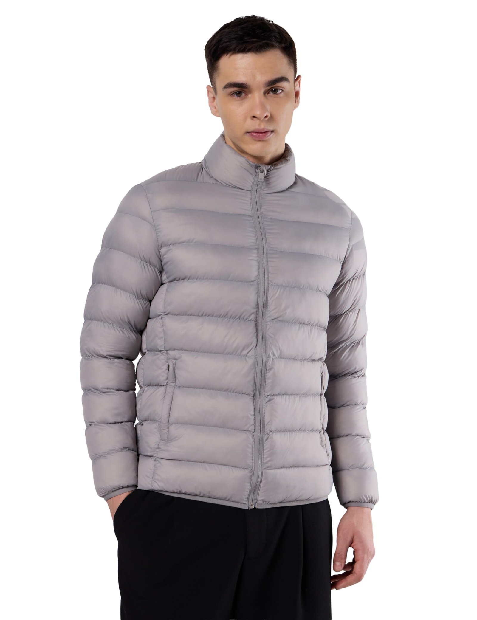 Symbol Premium Men's Lightweight Packable Quilted Bomber Jacket (Heavy Winter | Fully Lined)_SP-M-A25-JK-101_Light Grey_3XL dress material - Shoppermaart