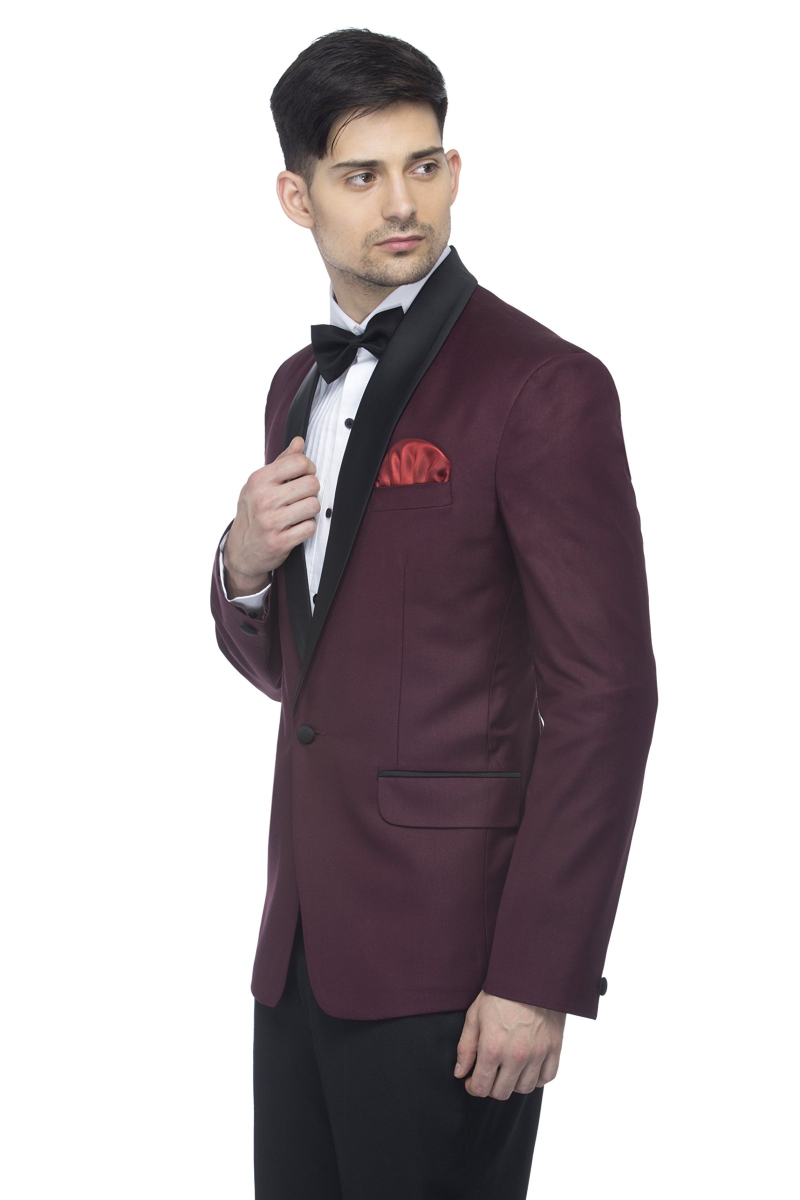 FAVOROSKI Designer Men's Slim Italian Fit Shawl Collar Tuxedo Suit Blazer, Wine (FAVBL161121-WINE-XL) - Image 4