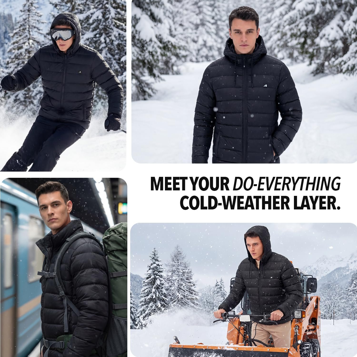 Boldfit Puffer Jacket For Men Winter Wear Hooded Jackets For Men Full Sleeve Winter Jacket Winter Wear for Men Insulated Winter Jackets For Men Winter Monsoon Winter Jacket For Men - Black XXL - Image 3
