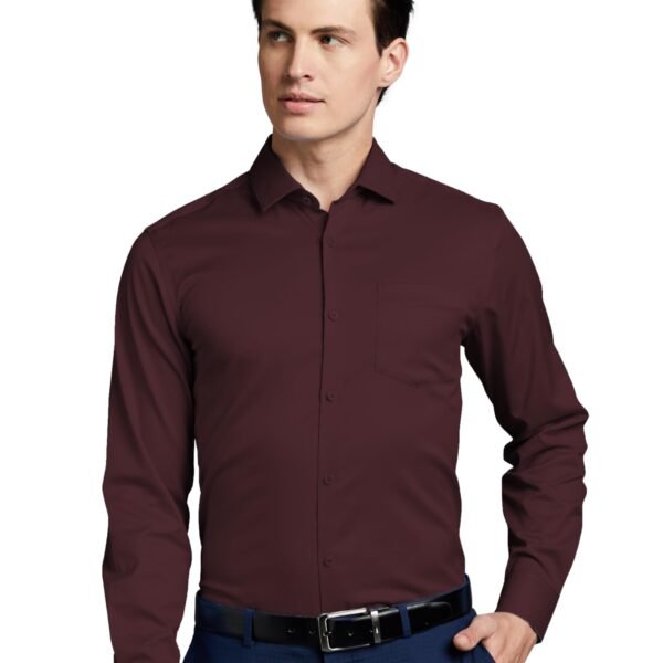 Symbol Premium Men's Wrinkle-Resistant Regular Fit Cotton Formal Shirt (SS23-SMP-FS-01_Maroon_42) dress material - Shoppermaart
