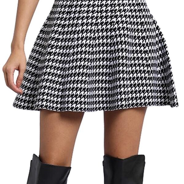 Mehrang Girl's/Women's Classic Stretchy All Time Trendy Skater Skirt with Attached Inner Shorts and Flared Inskirt (30, Printed Black) dress material - Shoppermaart