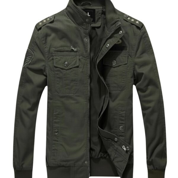 L'MONTE Men's Cotton Standard Length Imported Military Style Cargo Jacket with Polyester Lining, Windproof and Warm Casual Outdoor Coat Perfect for Early to Late Winter (L, Army Green) dress material - Shoppermaart