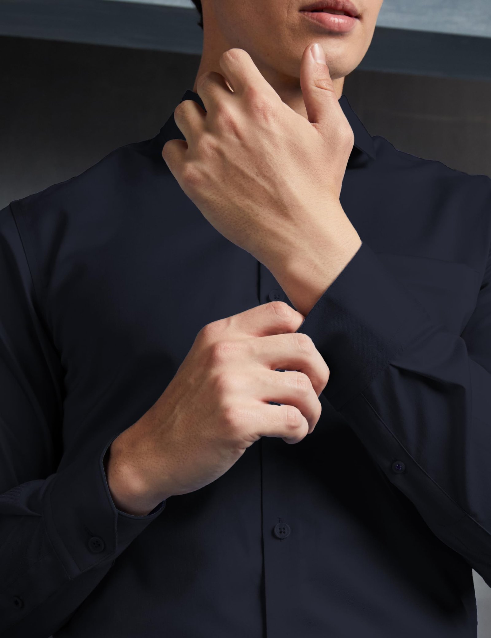 Symbol Premium Men's Wrinkle-Resistant Regular Fit Cotton Formal Shirt (SS23-SMP-FS-01_Navy_39) - Image 3