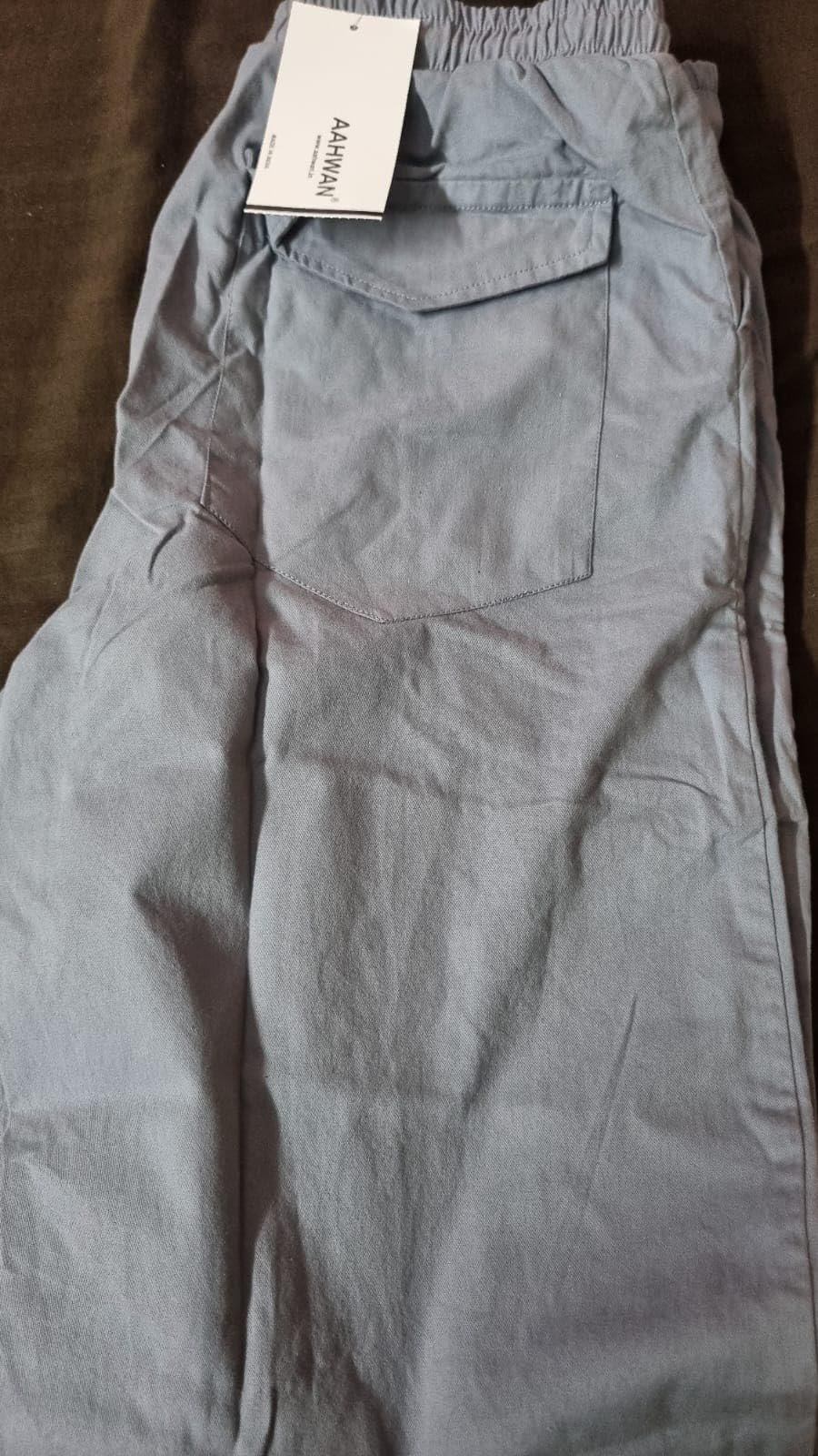 Aahwan Men's Mid Rise Solid Drawstring Relaxed Fit Straight Leg Pants (283-Khaki-34) - Image 3