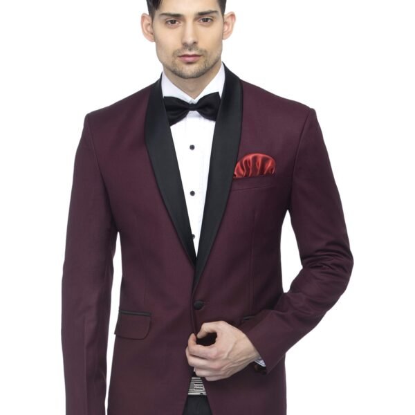 FAVOROSKI Designer Men's Slim Italian Fit Shawl Collar Tuxedo Suit Blazer, Wine (FAVBL161121-WINE-XL) dress material - Shoppermaart