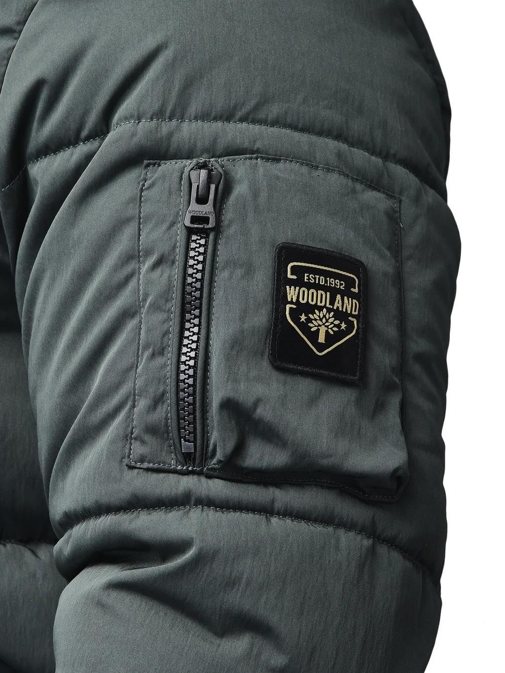 Woodland Men’s Olive Green Hooded Quilted Winter | Lightweight & Stylish | M | Olive