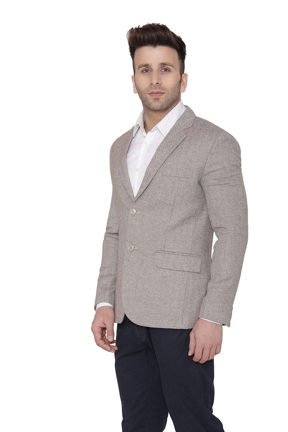 WINTAGE Men's Tweed Casual and Festive Blazer Coat Jacket : Beige1 - Image 4