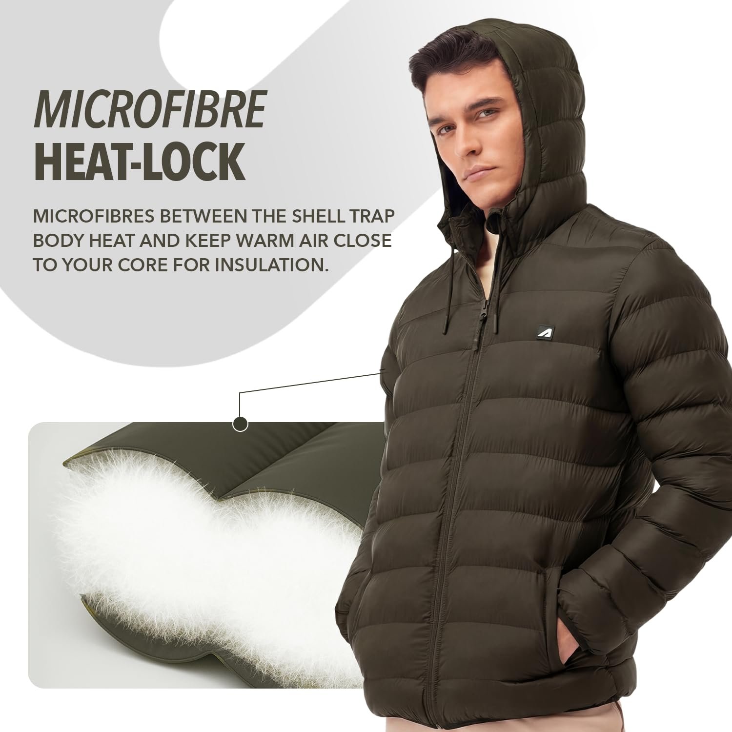 Boldfit Puffer Jacket For Men Winter Wear Hooded Jackets For Men Full Sleeve Winter Jacket Winter Wear for Men Insulated Winter Jackets For Men Winter Monsoon Winter Jacket For Men - Olive XL - Image 6