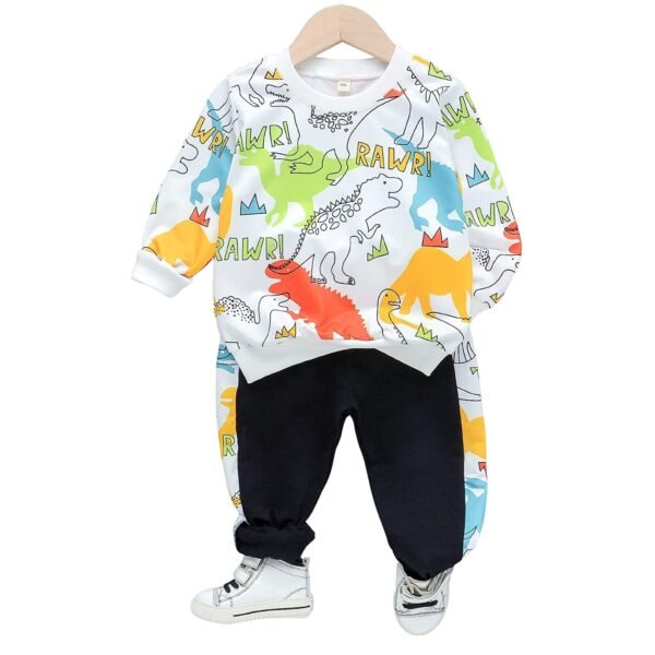 Googo Gaaga Boy's Cotton Printed Sweatshirt With Joggers In White Color Baby Boys Clothing Set (5-6 Years) dress material - Shoppermaart