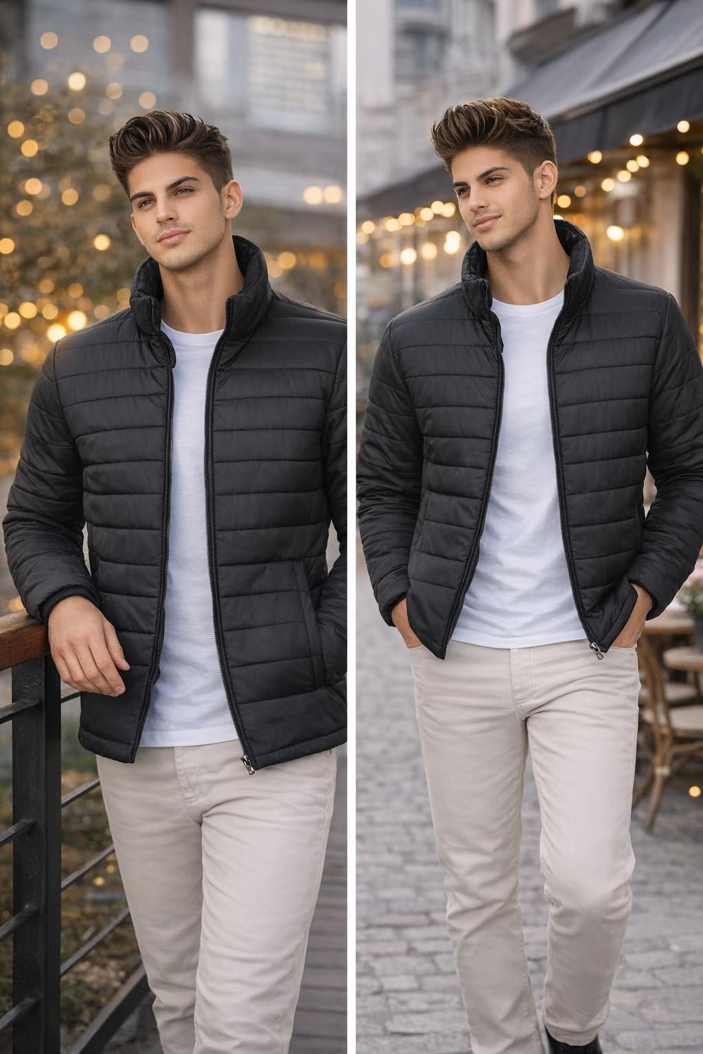 Ben Martin Men’s Black Quilted Winter Jackets || Lightweight Puffer Jacket for Men || Full Sleeve Stand Collar Jacket:s || Warm & Comfortable Winter Wear || Casual & Travel Jacket’ for Men’ – Large