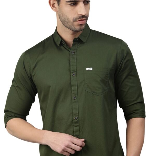Majestic Man Classic Slim Fit Pure Cotton Casual Shirt (X-Large, Olive, Men) dress material - Shoppermaart