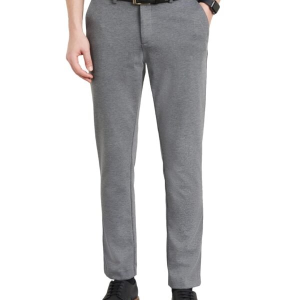 Symbol Premium Men's Slim Fit Stretch Knit Mid Rise Pants - Smart Casual | Flexi Waist (SP-S24-M-CT-101_Dark Grey_38) dress material - Shoppermaart