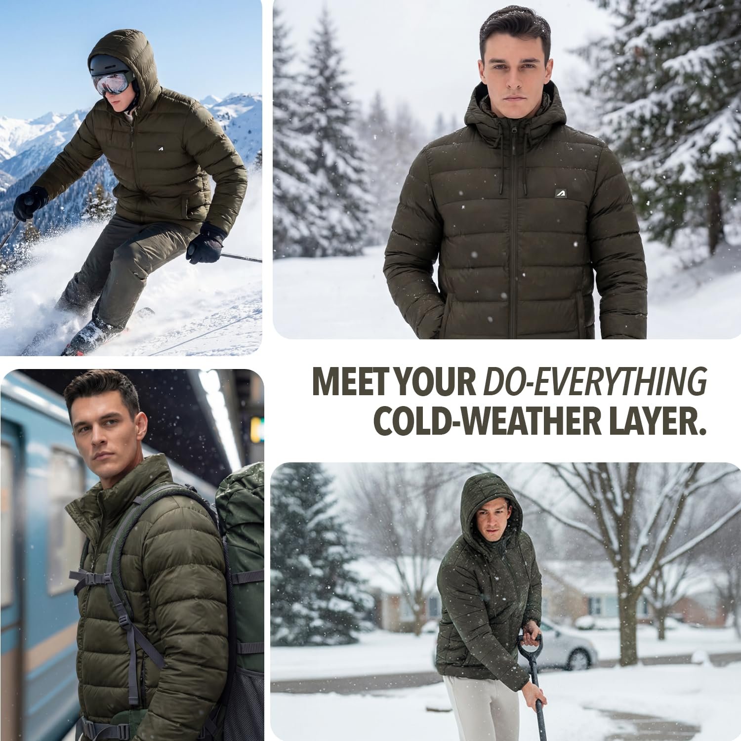 Boldfit Puffer Jacket For Men Winter Wear Hooded Jackets For Men Full Sleeve Winter Jacket Winter Wear for Men Insulated Winter Jackets For Men Winter Monsoon Winter Jacket For Men - Olive XL - Image 3