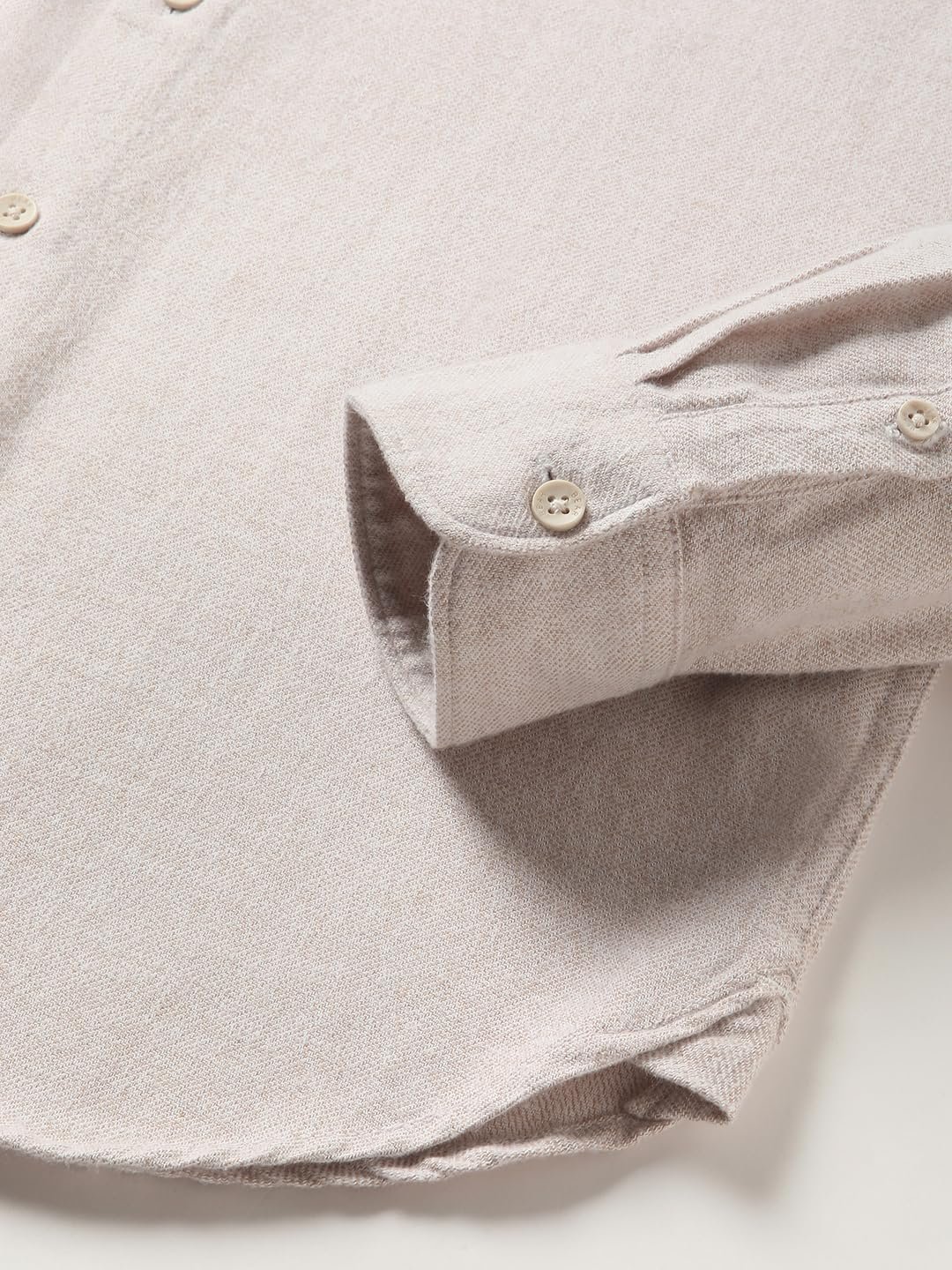 THE BEAR HOUSE Men's Cotton Solid Slim Fit Flannel Casual Shirt Cream - Image 3