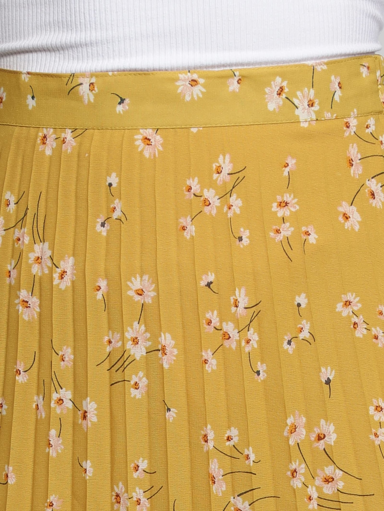 NUEVOSDAMAS Women Floral Printed Skirt | Stylish A- Line Pleated Skirt | Party Casual Calf Length Skirt (Large, Pleated Yellow) - Image 7